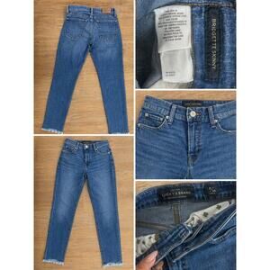 Lucky Brand Bridgette Skinny Jeans Womens 2 Blue Mid Rise Raw Hem Stretch Denim
